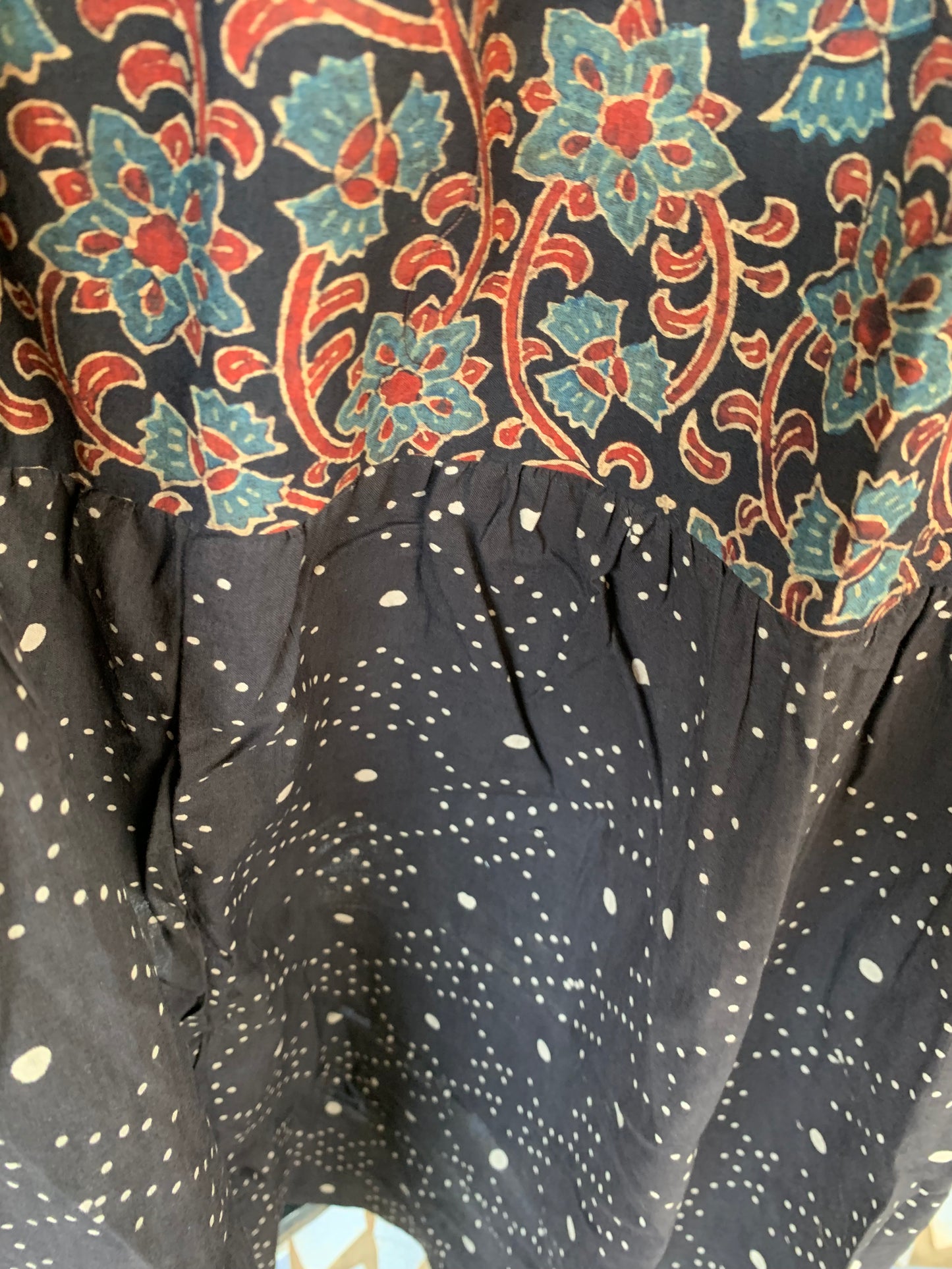 Black Hand Block Print Donna Dress with Patterns Design