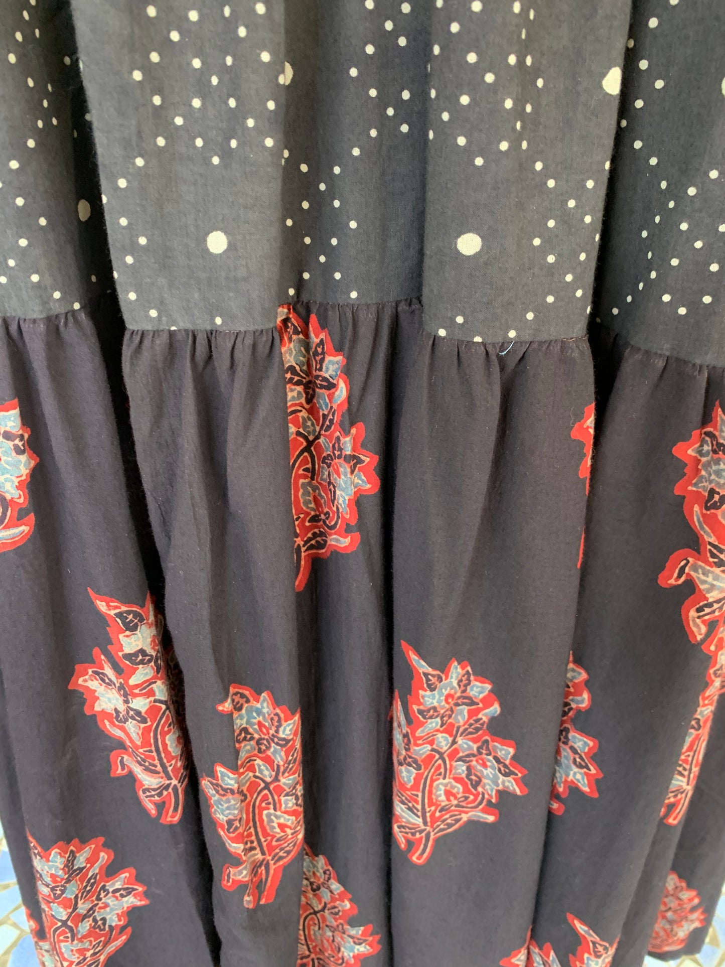 Black Hand Block Print Donna Dress with Patterns Design