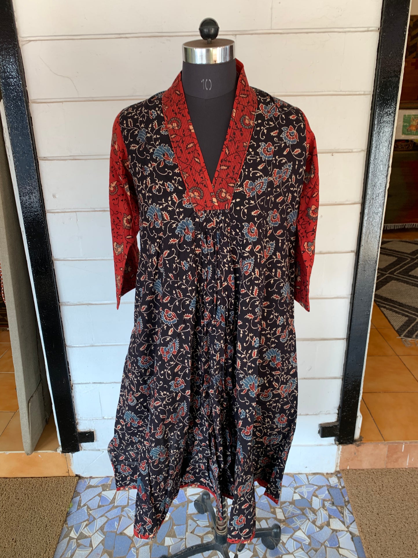 Black & Blue Printed Farzana Dress with Full Sleeves