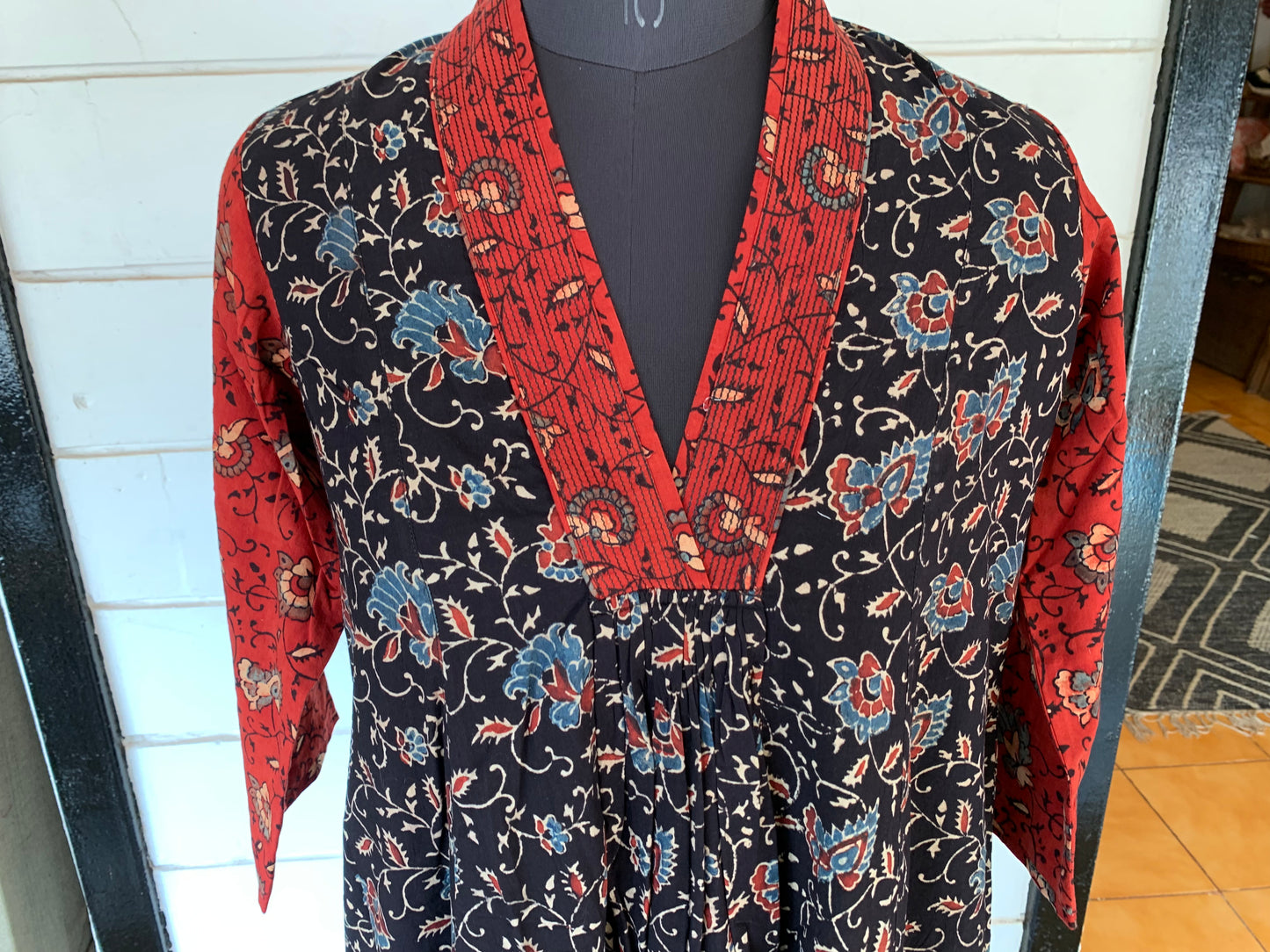 Black & Blue Printed Farzana Dress with Full Sleeves