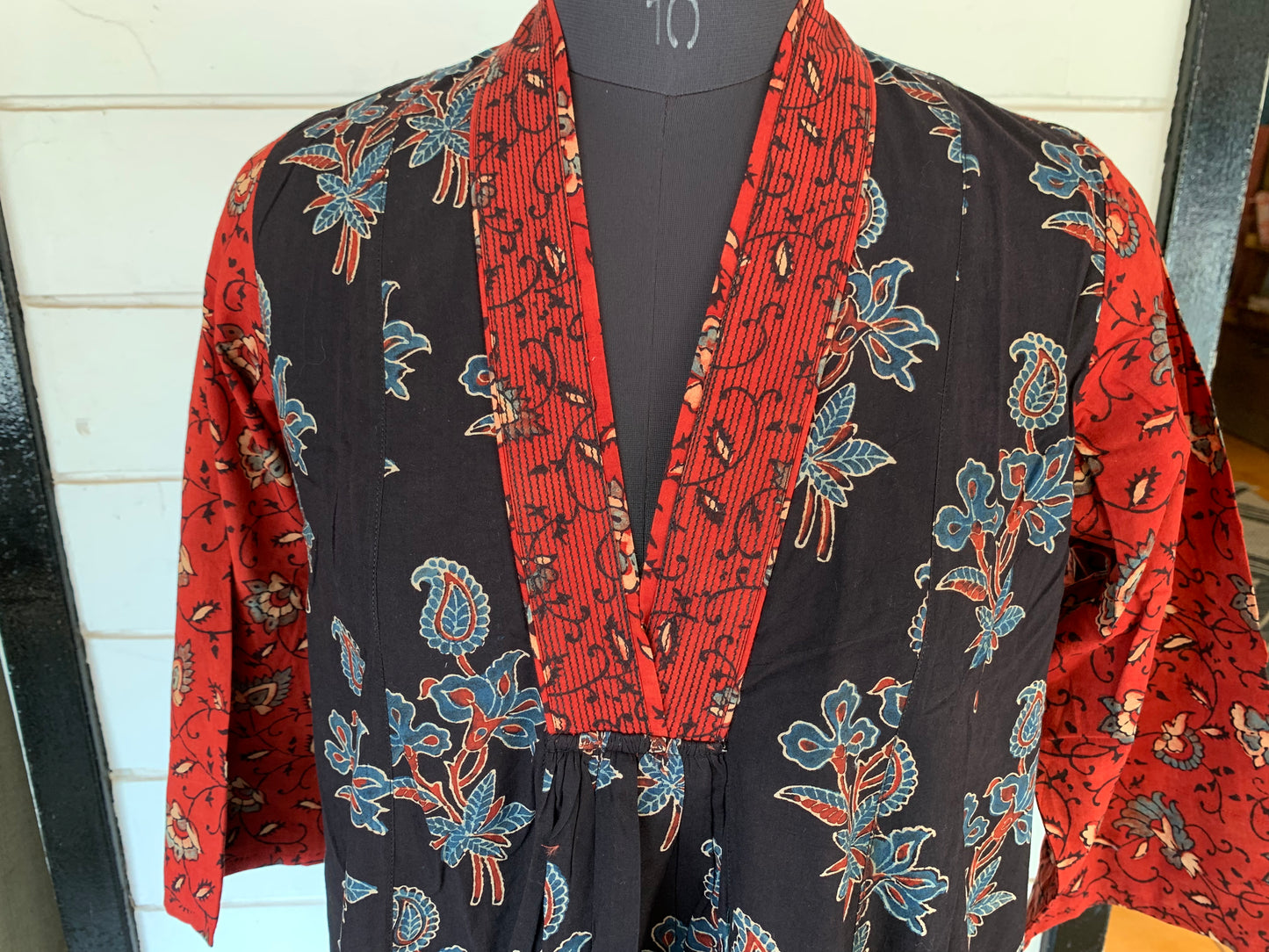 Black Farzana Dress with Red Polka Dots Sleeves