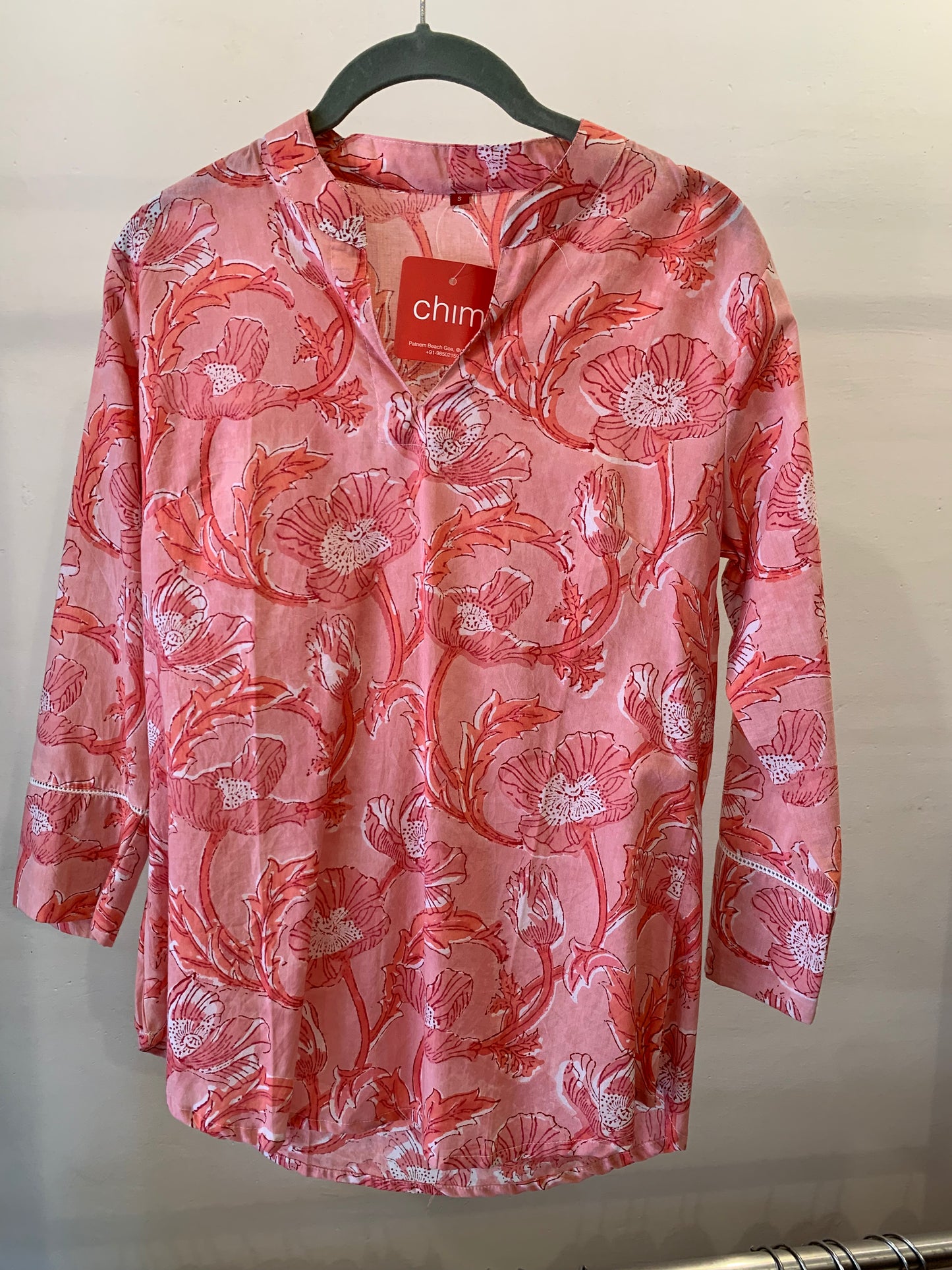 Pink Hand Block Print Ishita Kurti Top