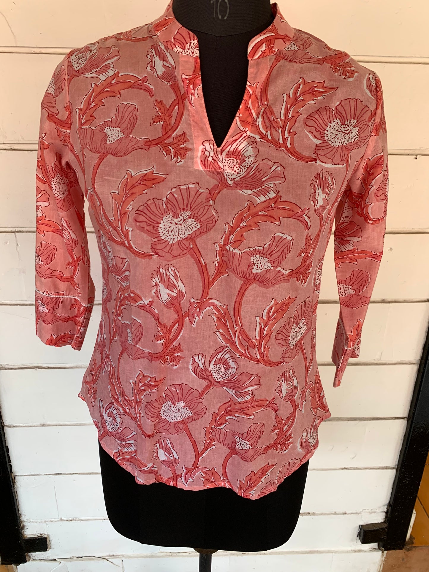 Pink Hand Block Print Ishita Kurti Top