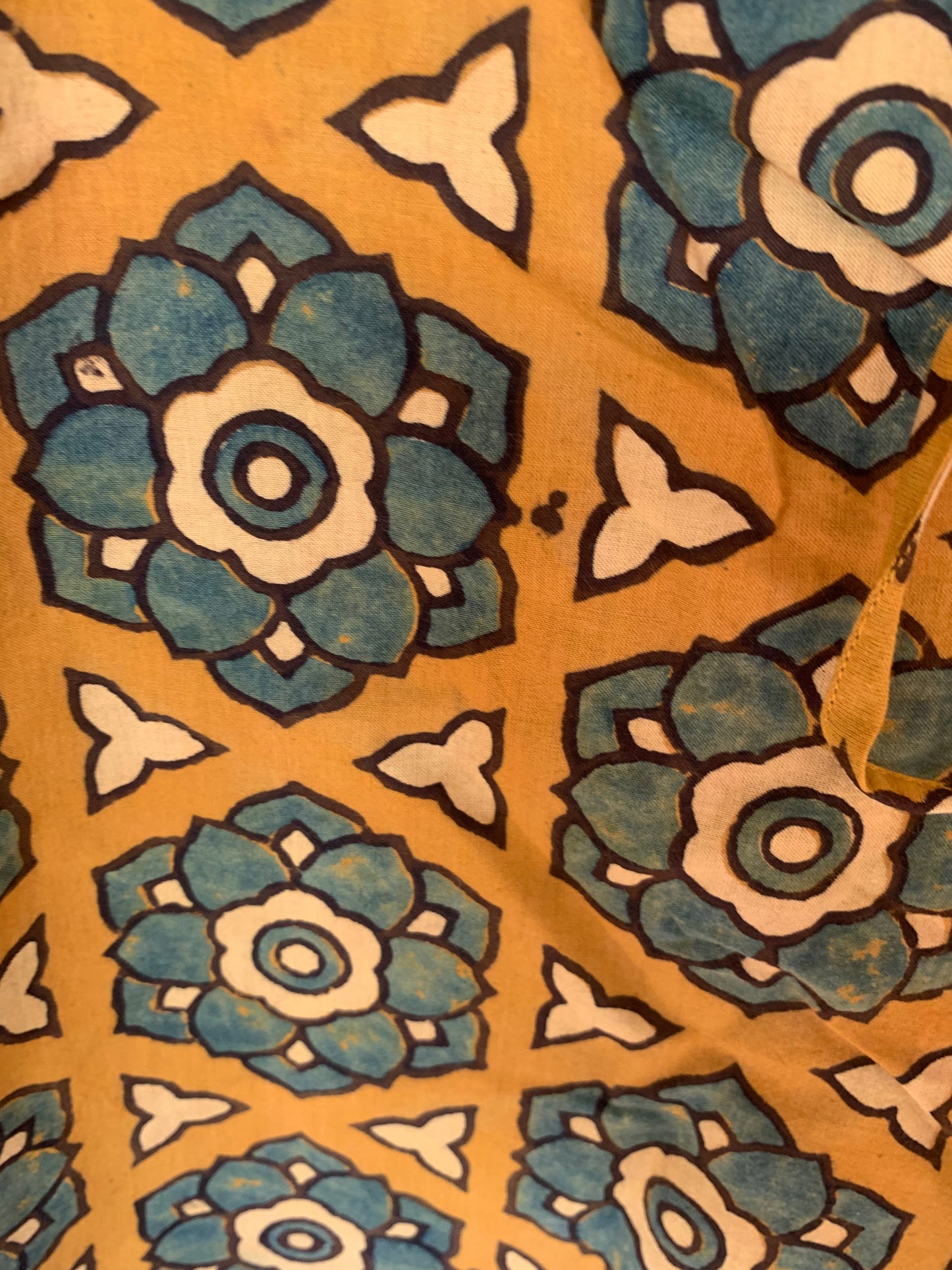 Yellow Geometric Hand Block Print Kochi Shorts