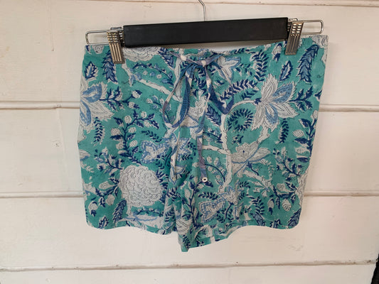 Blue and White Hand Block Print Kochi Shorts