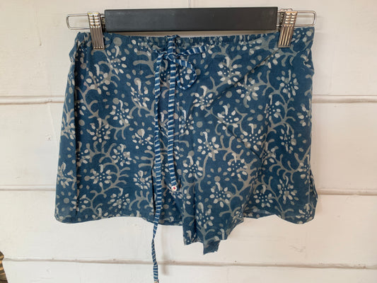 Blue Hand Block Print Kochi Shorts