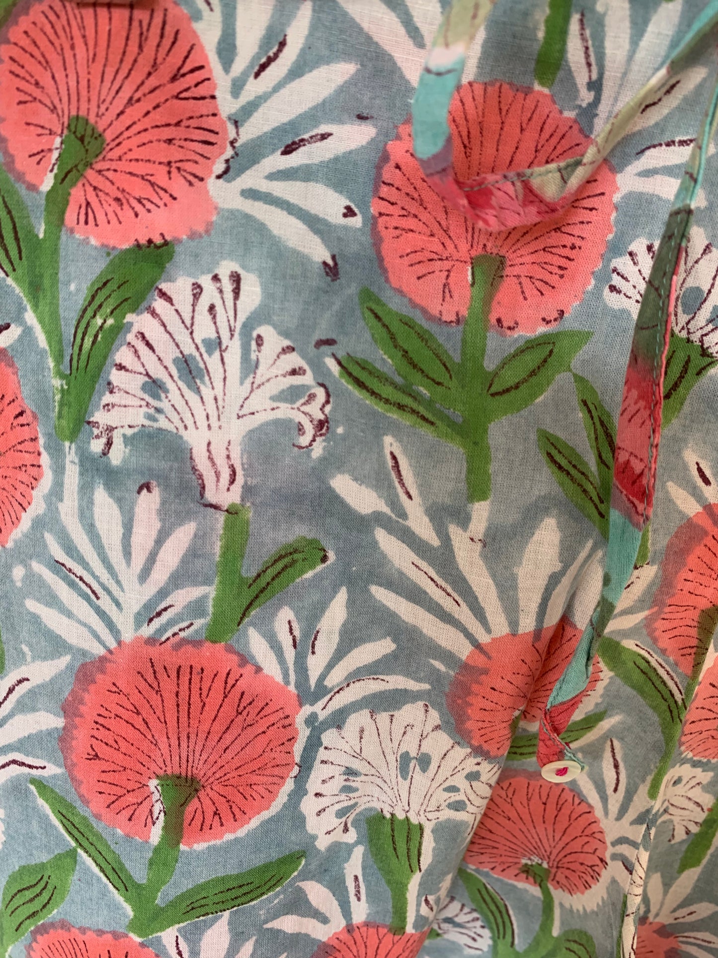 Pink & Gray Floral Hand Block Print Kochi Shorts