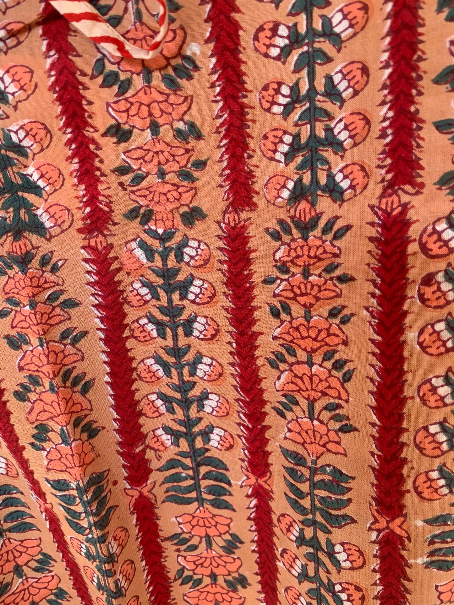 Orange Floral Hand Block Print Kochi Shorts