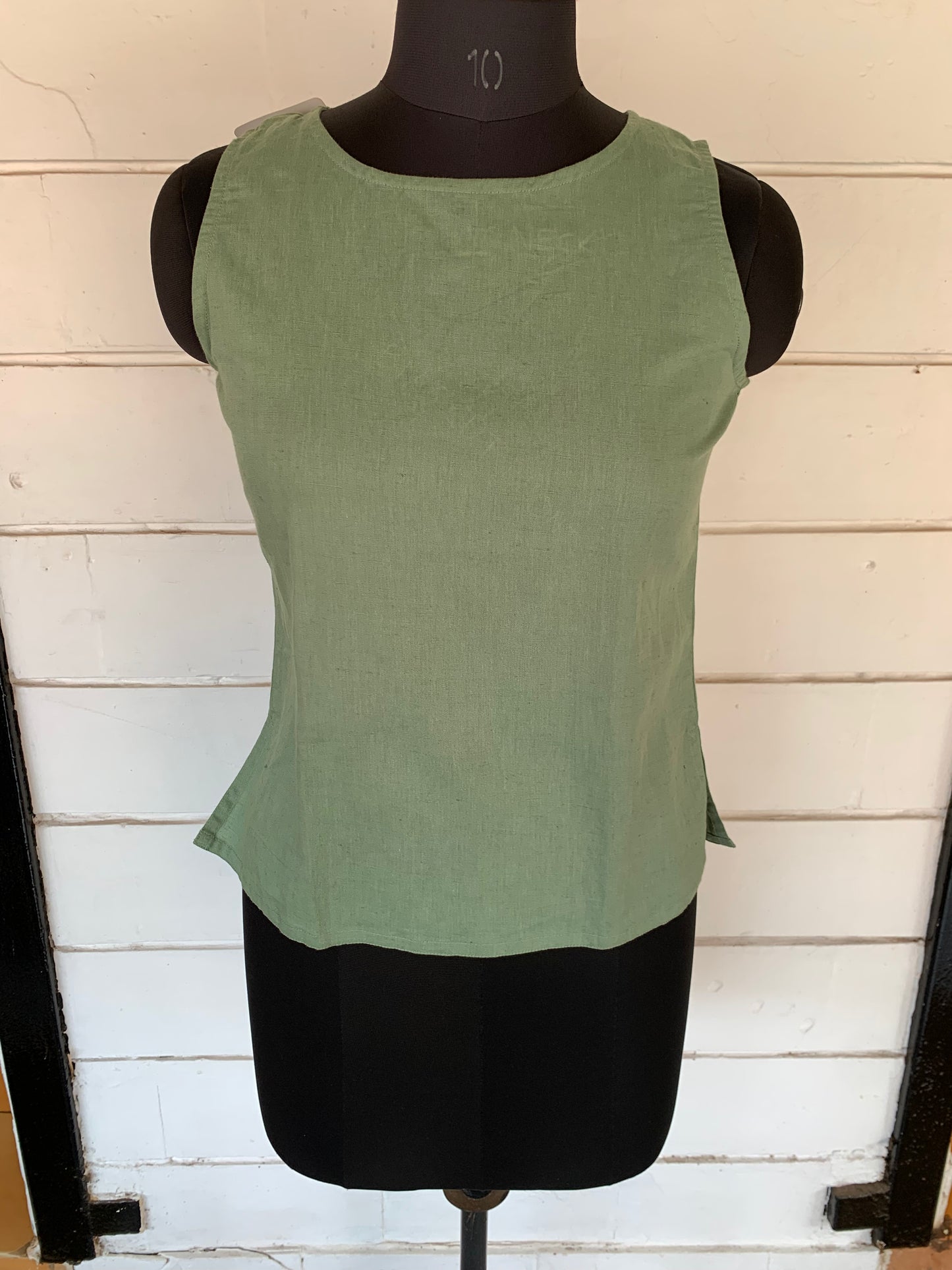 Sage Green Sleeveless Linen Top