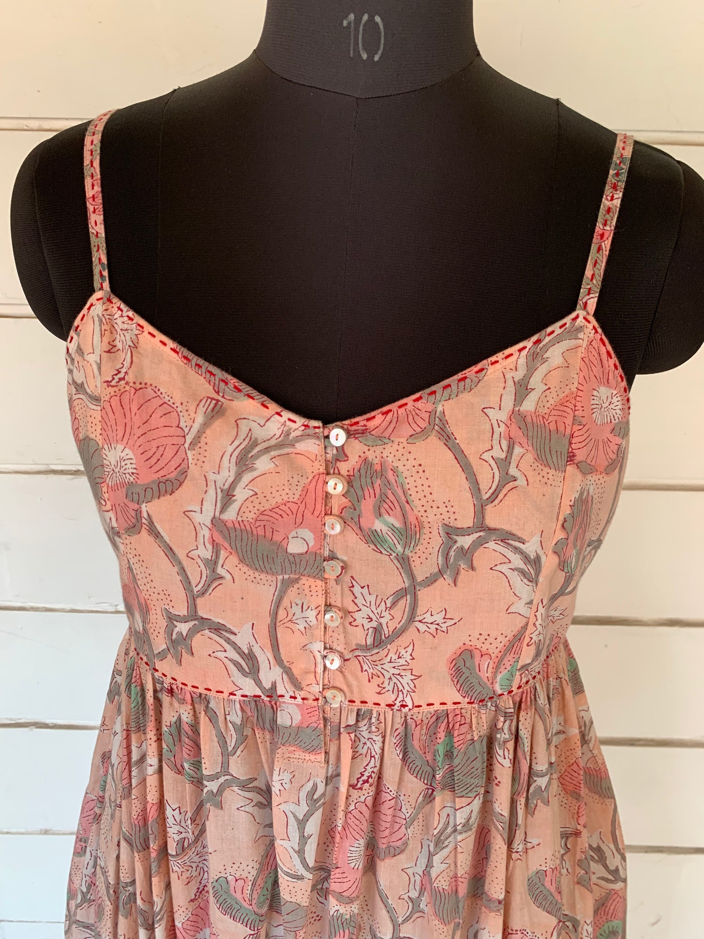 Pink & Grey Floral Block Print Mirza Dress 1345