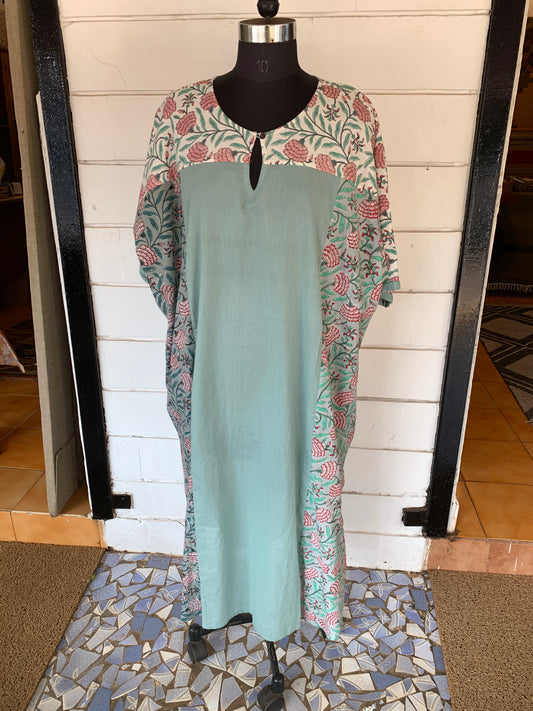 Floral Nandi Patch Dress | Denim and Floral Block Print