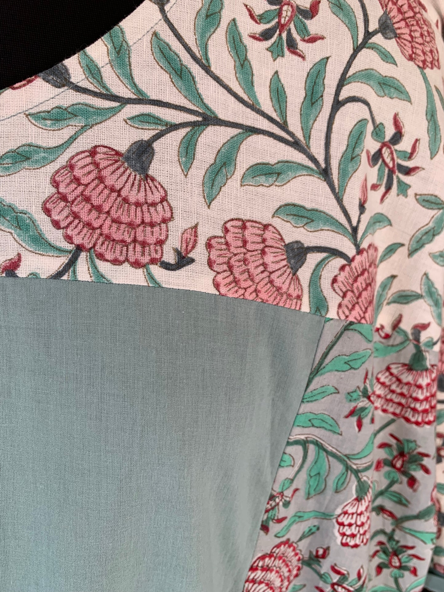 Floral Nandi Patch Dress | Denim and Floral Block Print