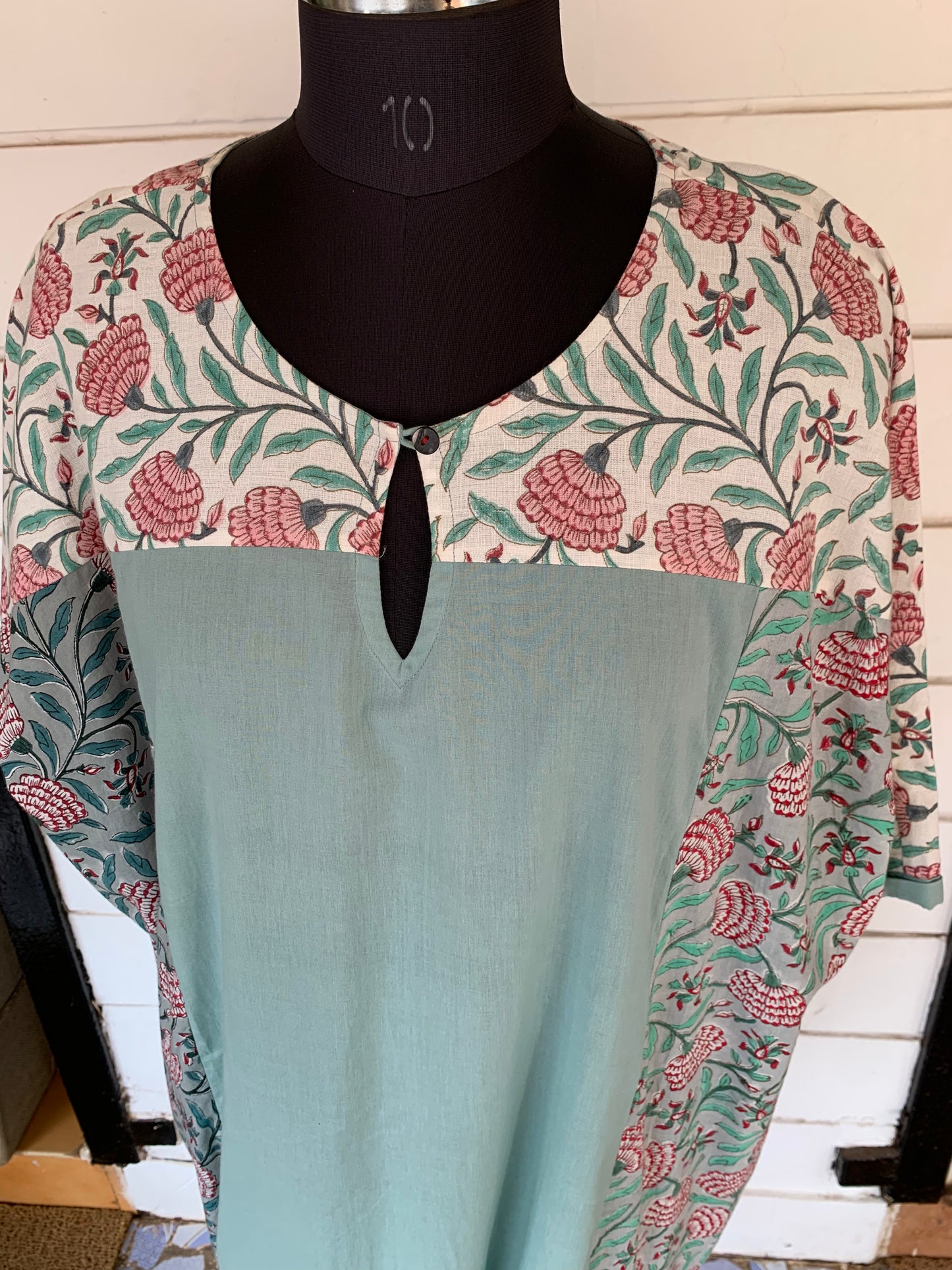 Floral Nandi Patch Dress | Denim and Floral Block Print