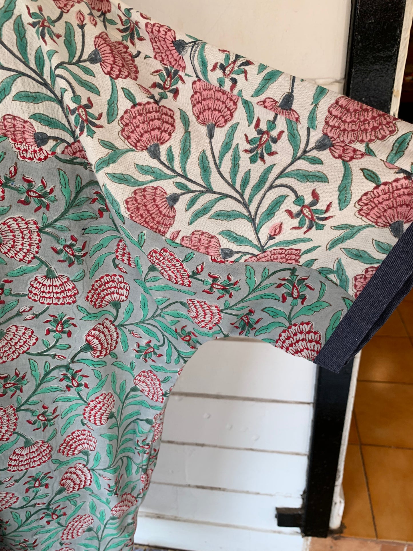 Floral Nandi Patch Dress | Denim and Floral Block Print