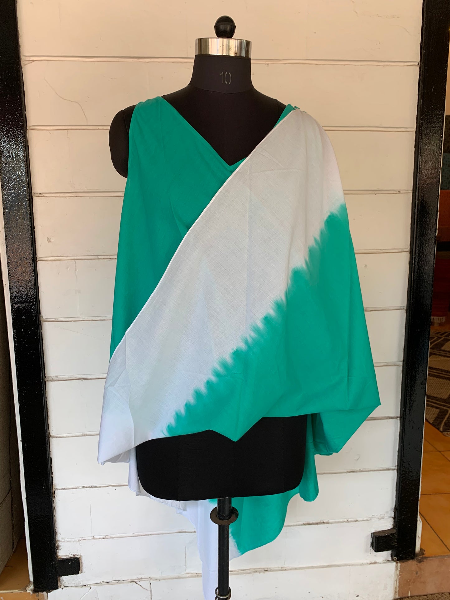 Green V-neck Ombré Dress