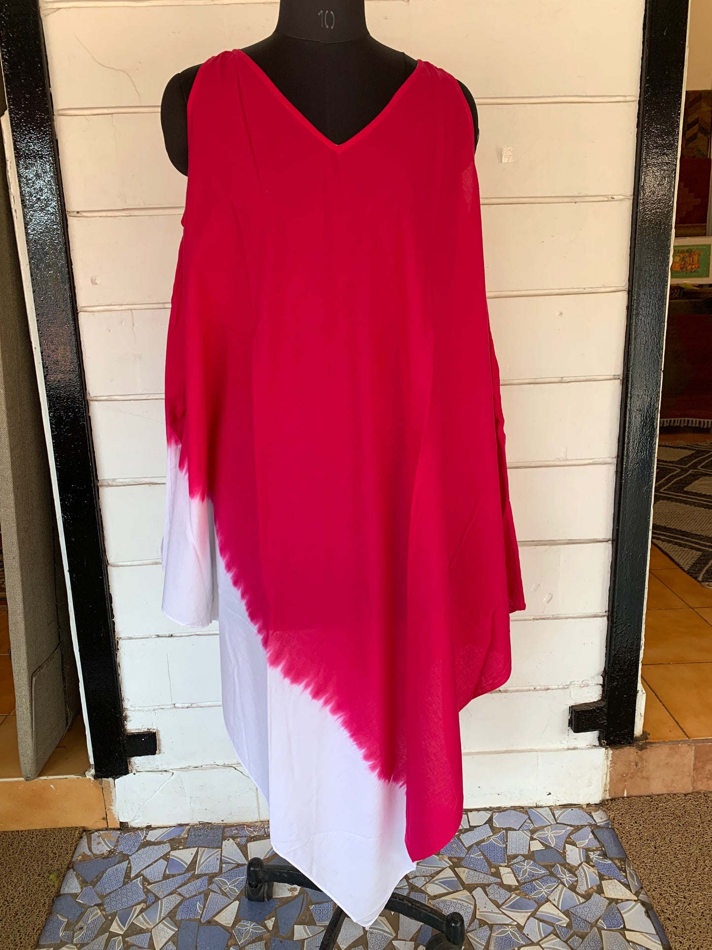 Pink V-neck Ombré Dress