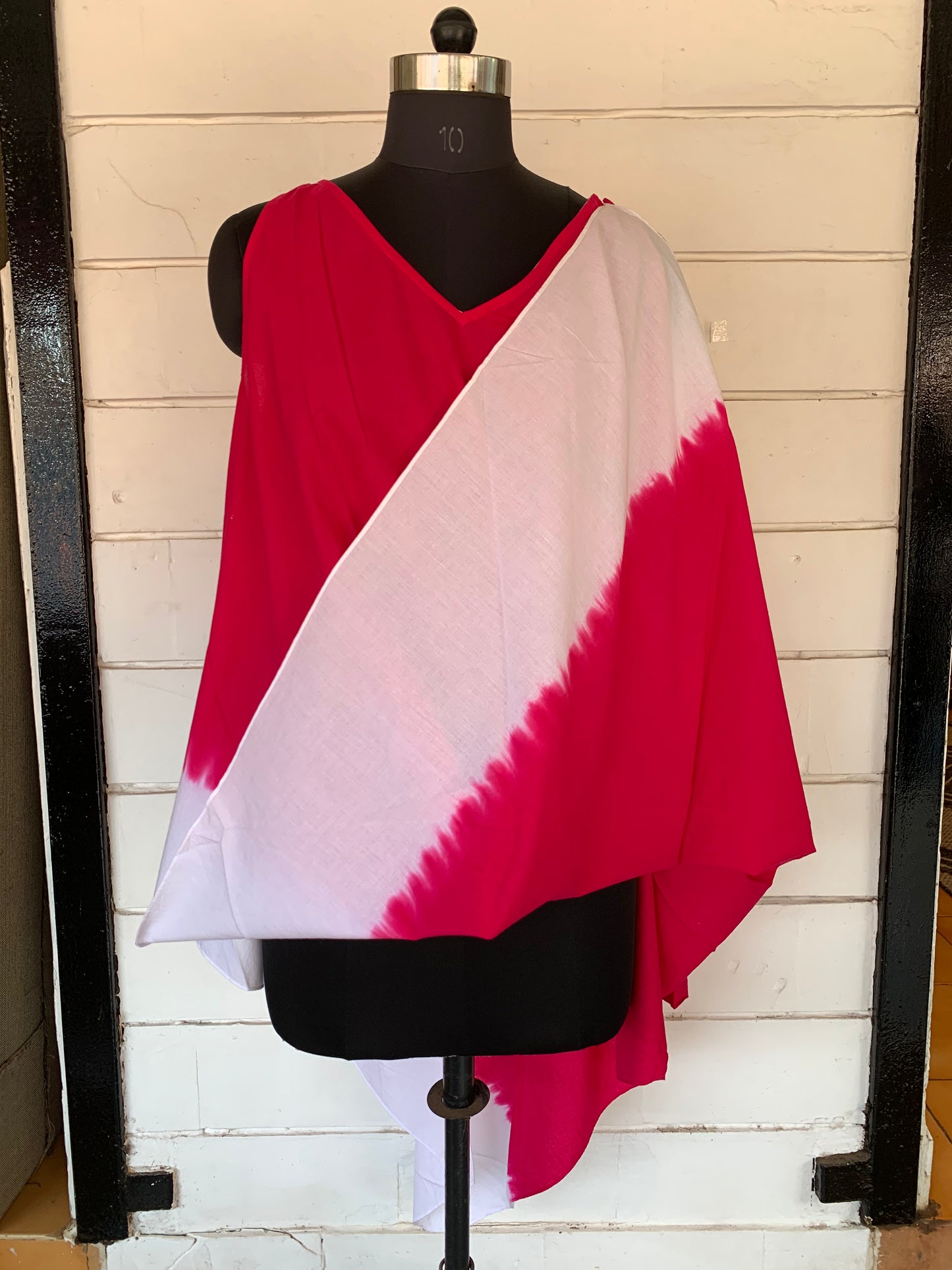 Pink V-neck Ombré Dress