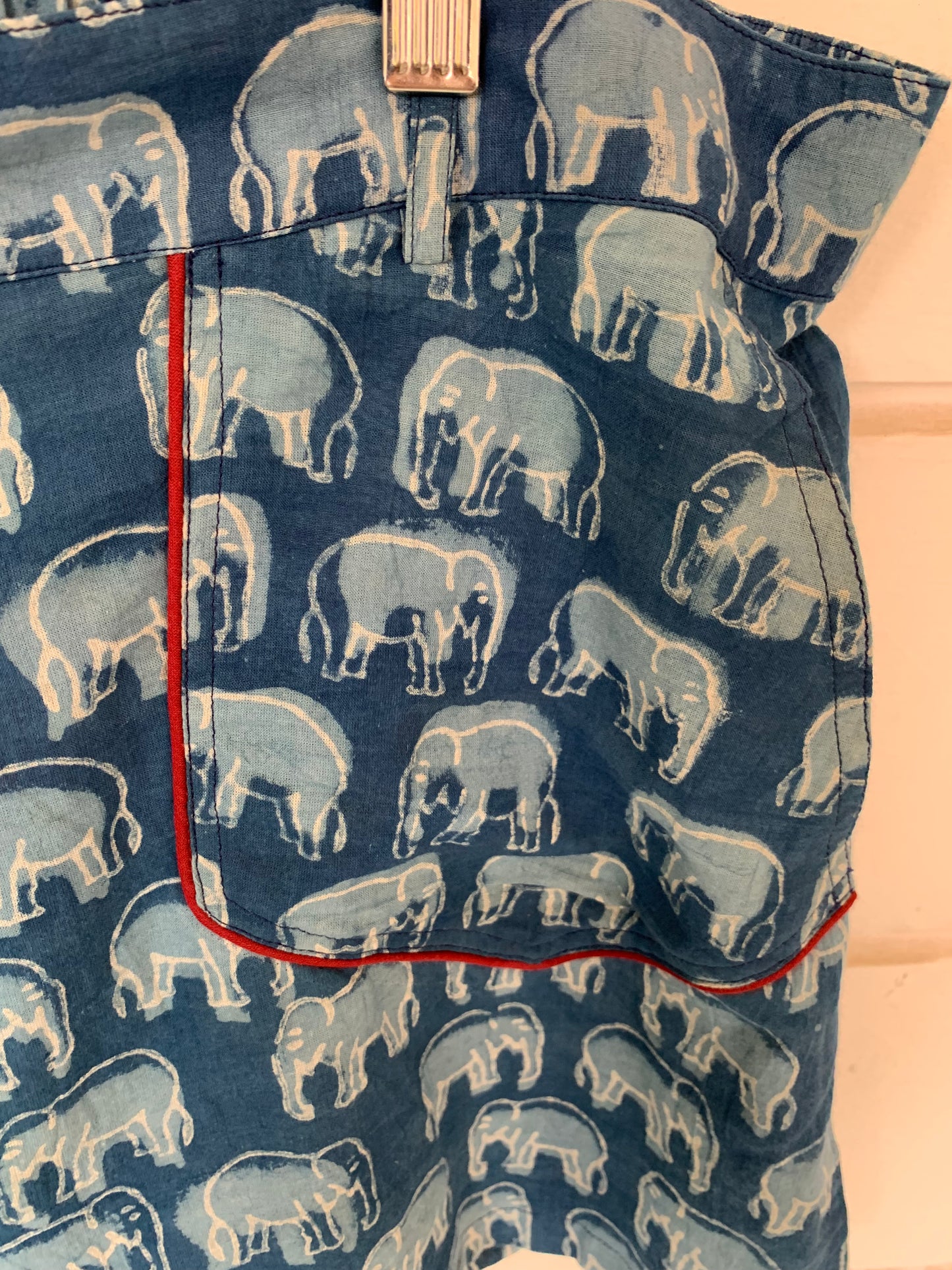 Blue Elephant Floral Hand Block Print Palolem Shorts