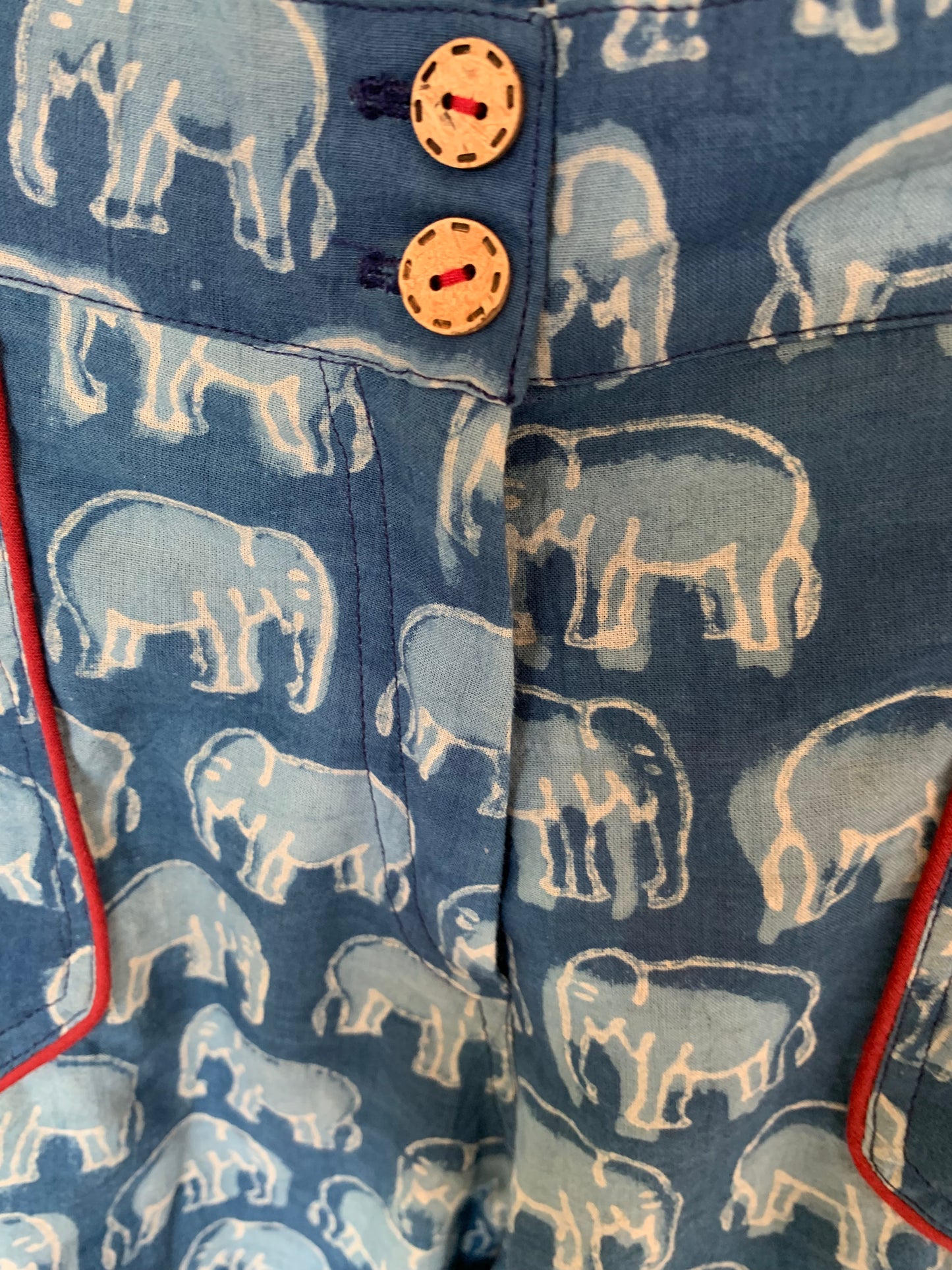 Blue Elephant Floral Hand Block Print Palolem Shorts