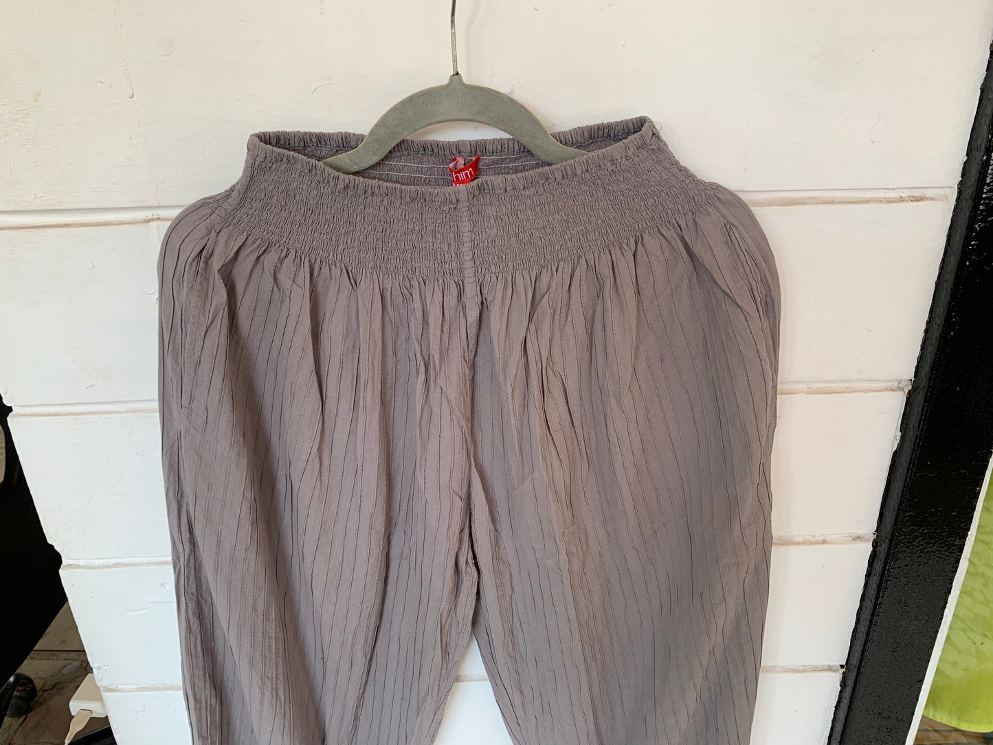 Gray Pintuck Pants