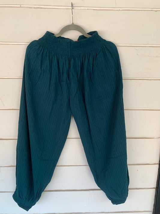 Teal Pintuck Pants