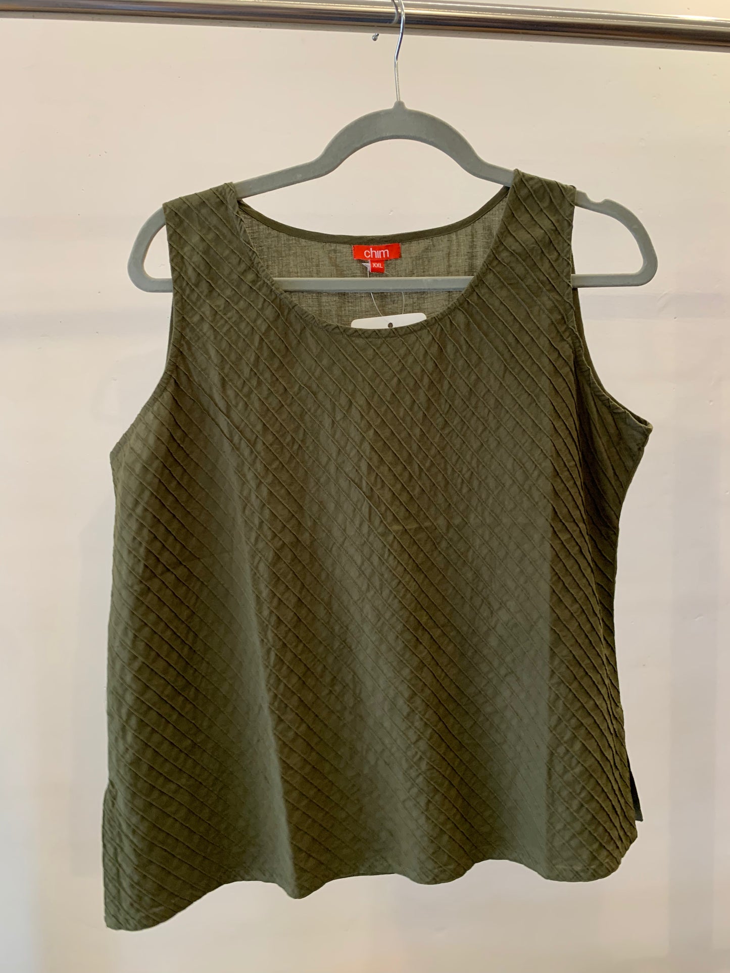 Sage Green Sleeveless Pintuck Top