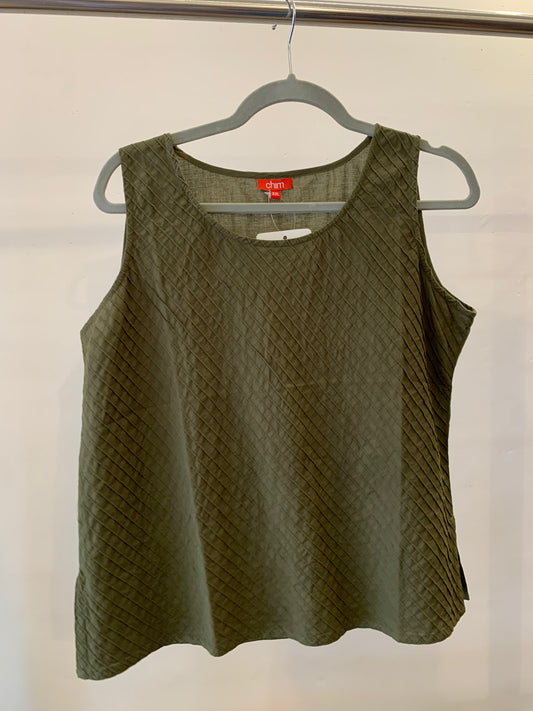 Sage Green Sleeveless Pintuck Top