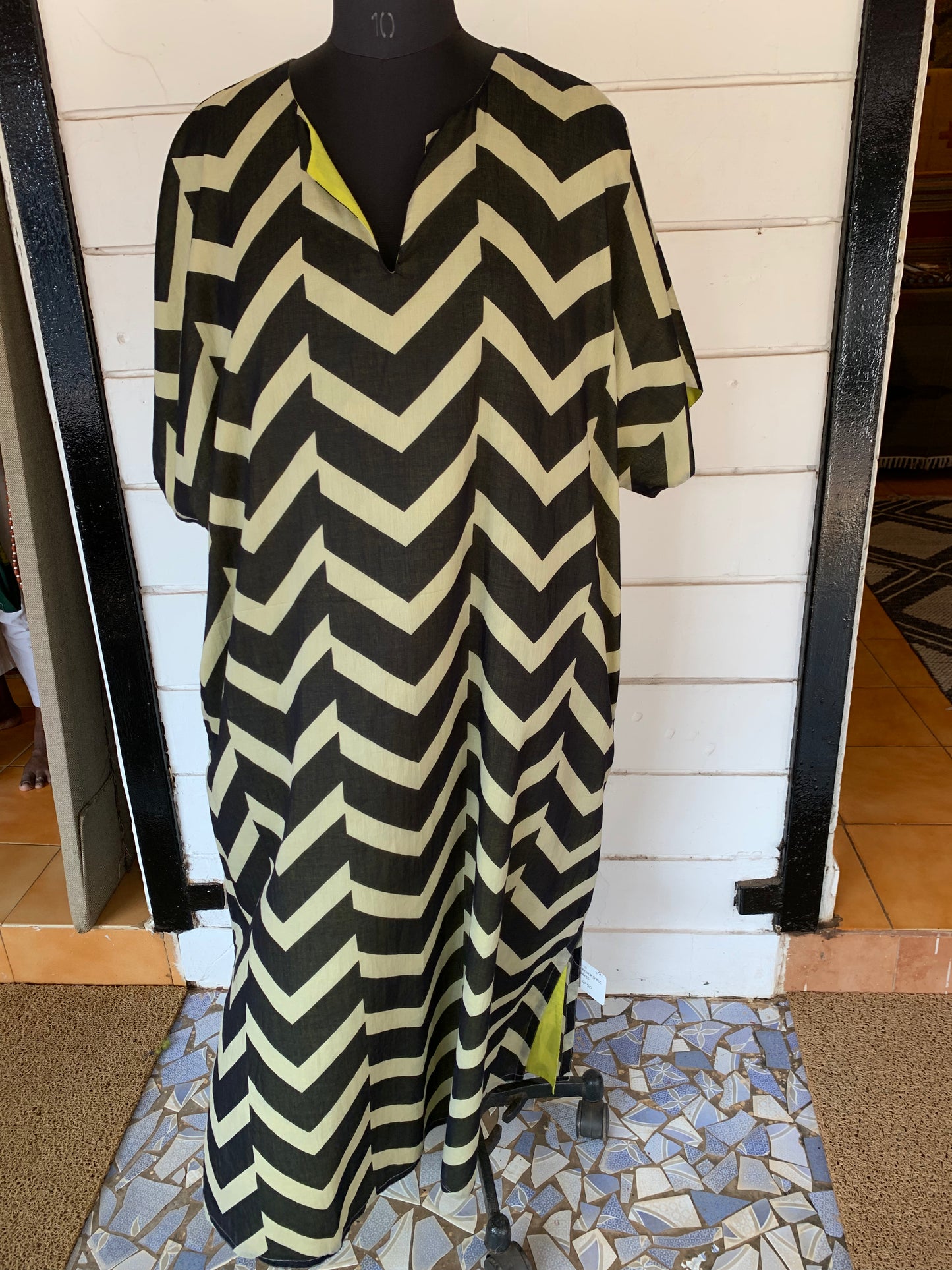 Black & Light Green Polka Reversible Dress
