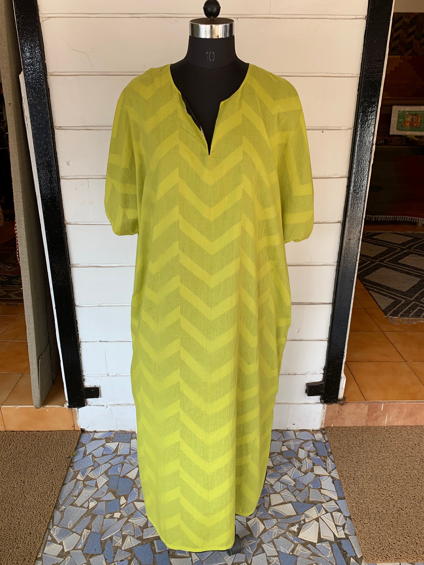 Black & Light Green Polka Reversible Dress