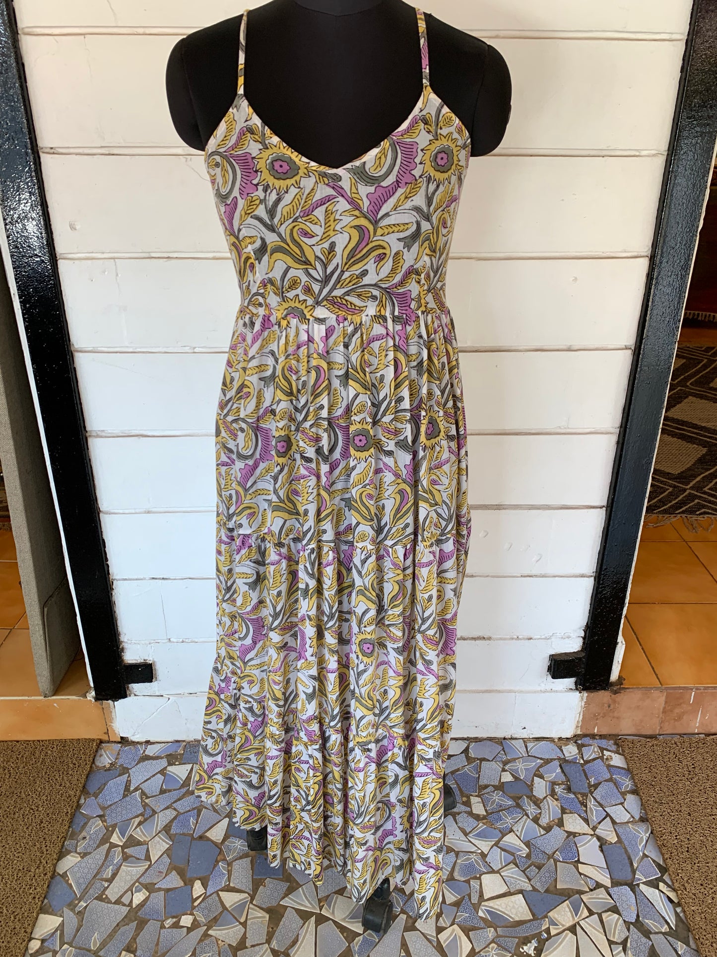 Yellow & Purple Print Riza Dress
