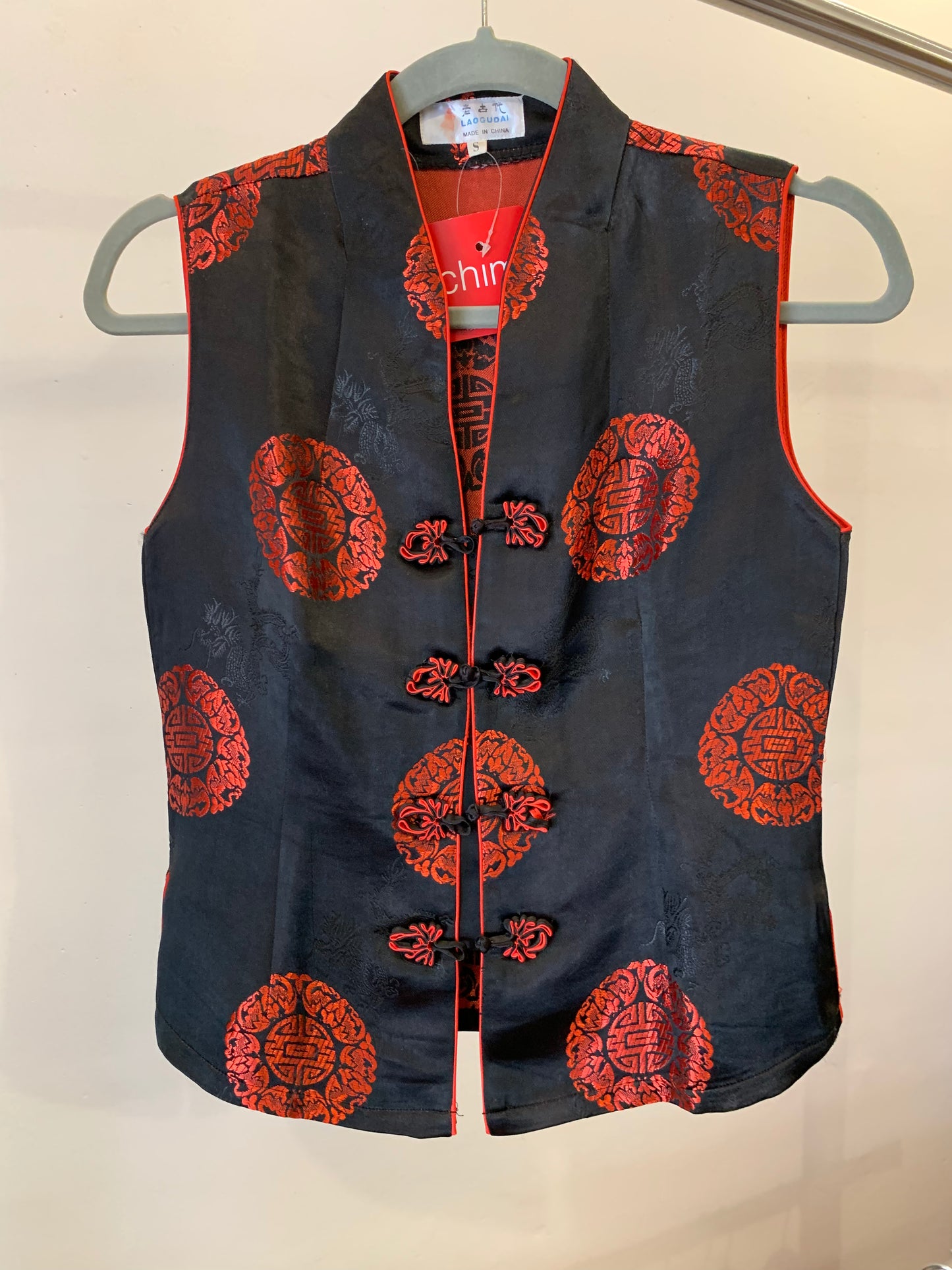 Black & Red Brocade Shanghai Top