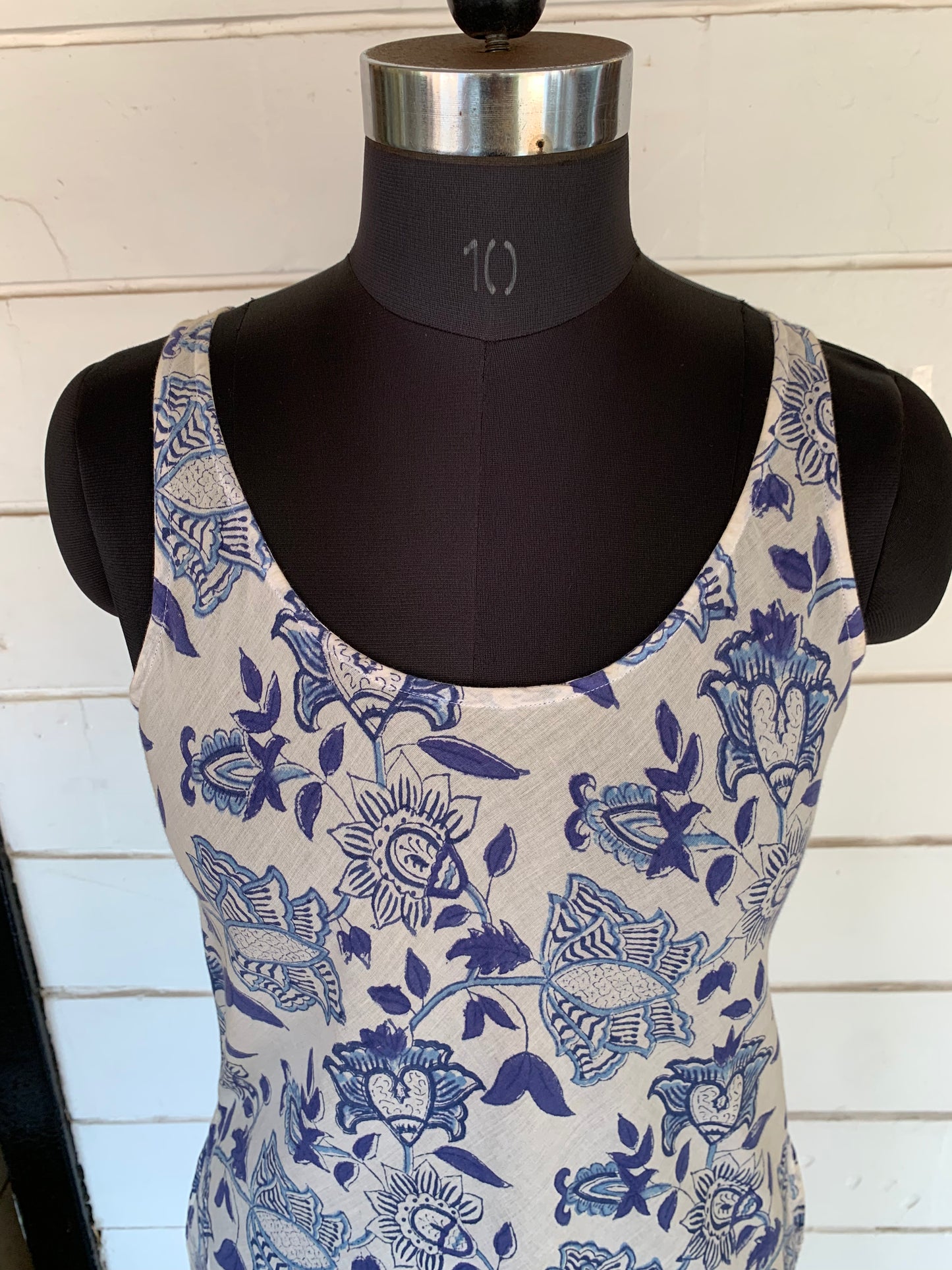 Blue Floral Hand Block Print Uma Dress