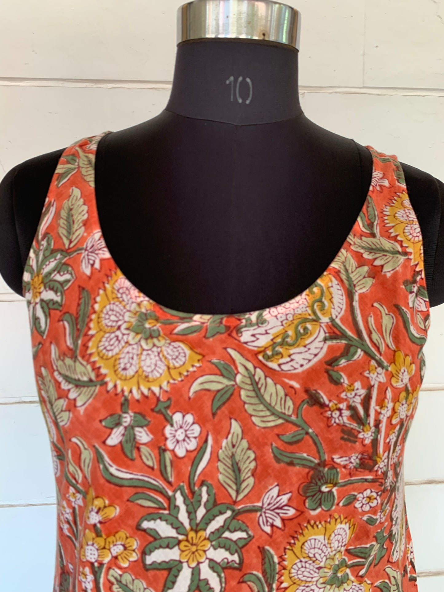 Orange Floral Hand Block Print Uma Dress