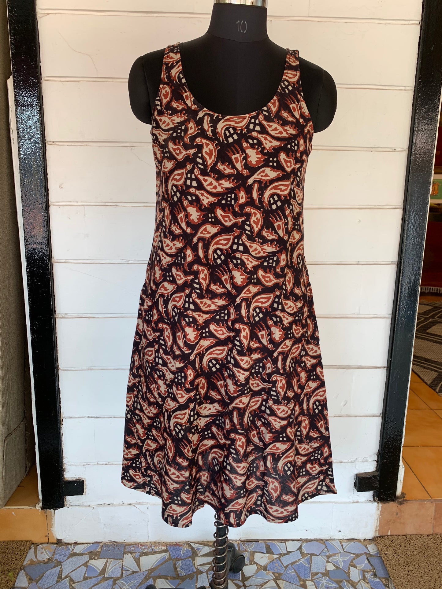 Black Floral Hand Block Print Uma Dress