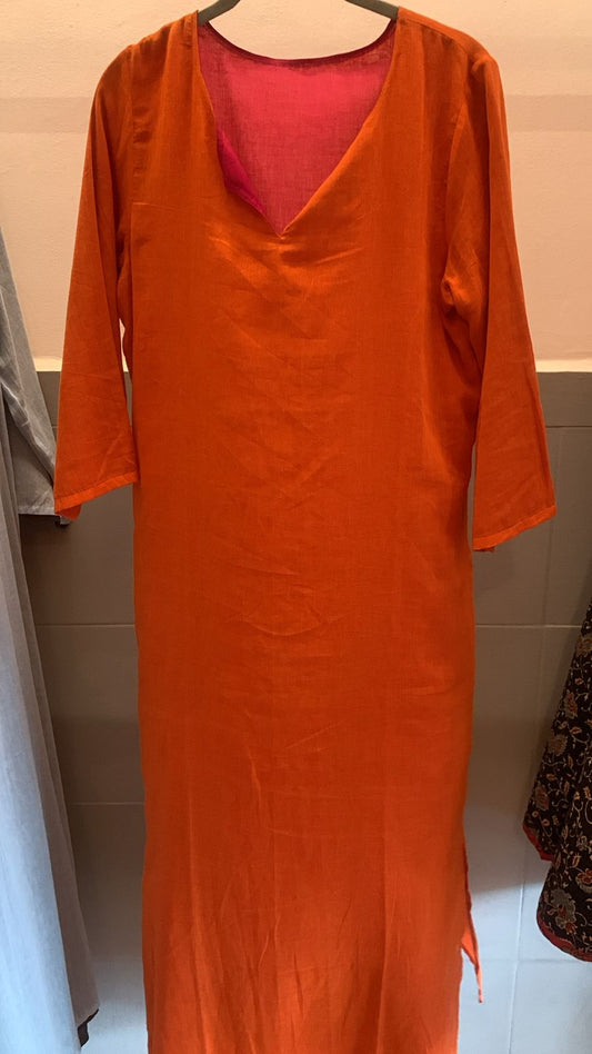 Orange/Red Maya Solid Reversible Dress 1325