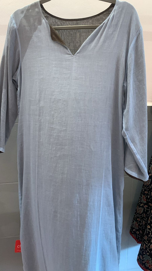 Light Blue/Brown Maya Solid Reversible Dress 1324