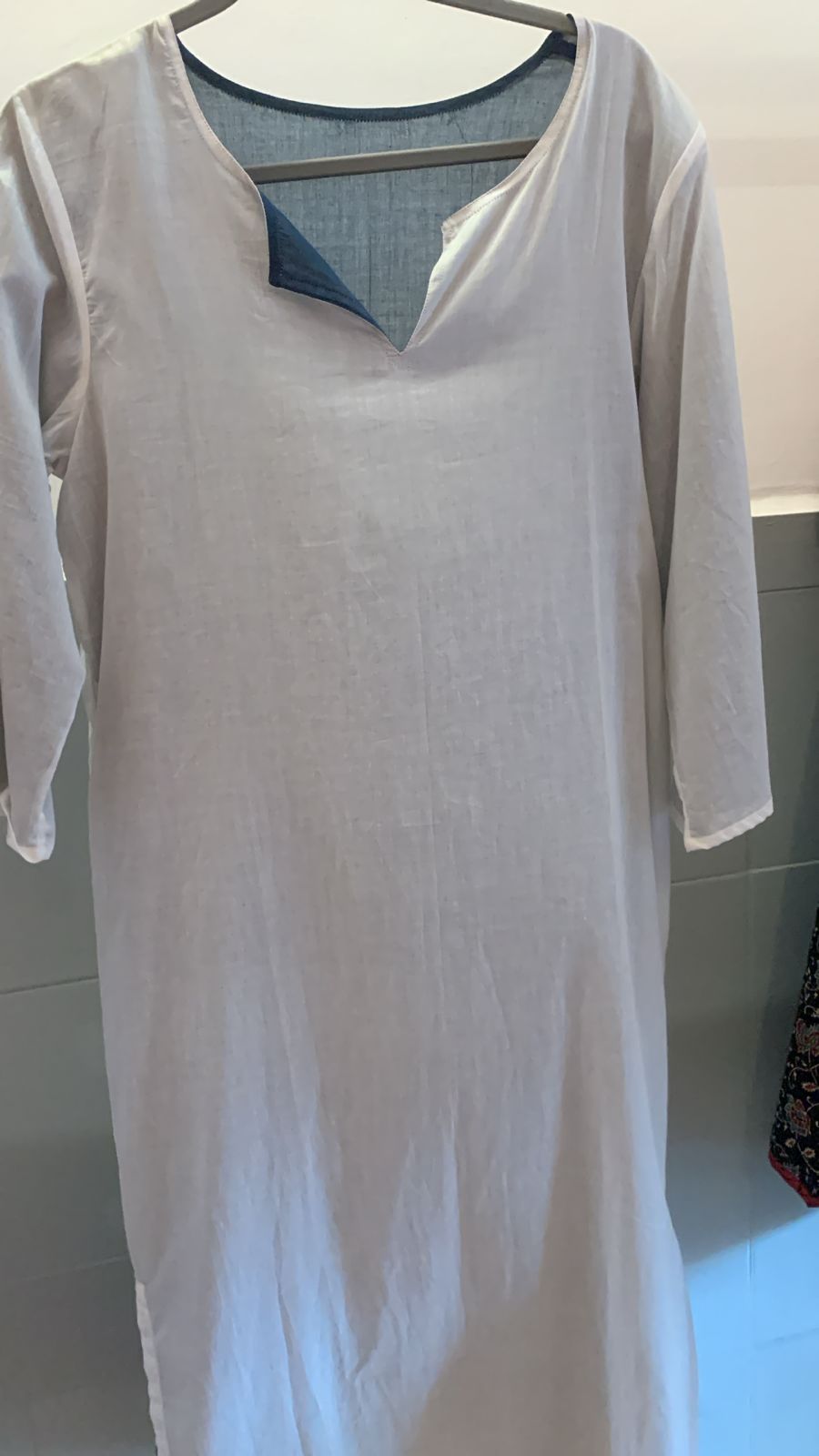 White/Dark Blue Maya Solid Reversible Dress 1323