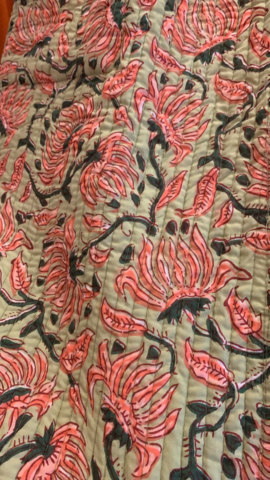 Flower Pattern Quilted long jacket reversible 709