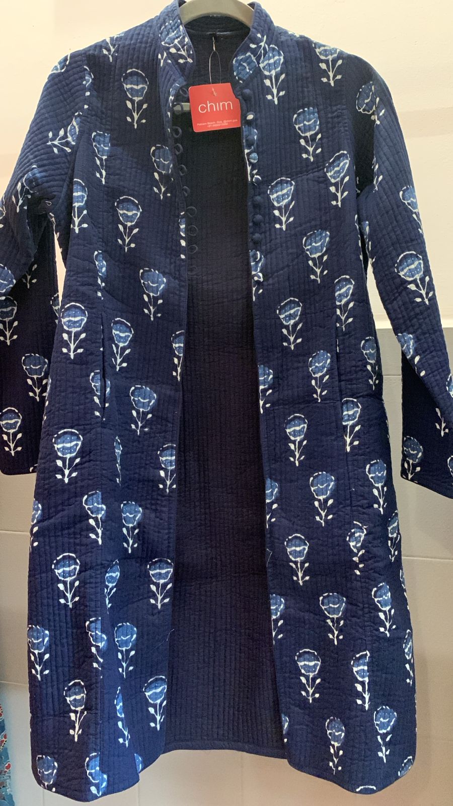 Flower Pattern Quilted long jacket reversible 707