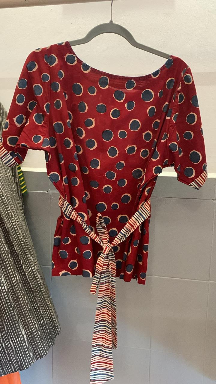 Red and Blue Dots Bella Boxy Top 824