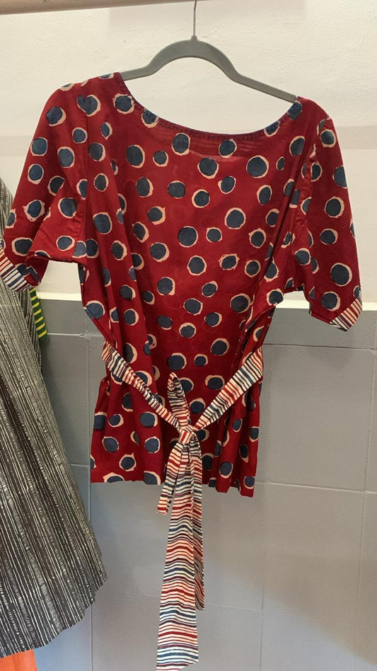 Red and Blue Dots Bella Boxy Top 824