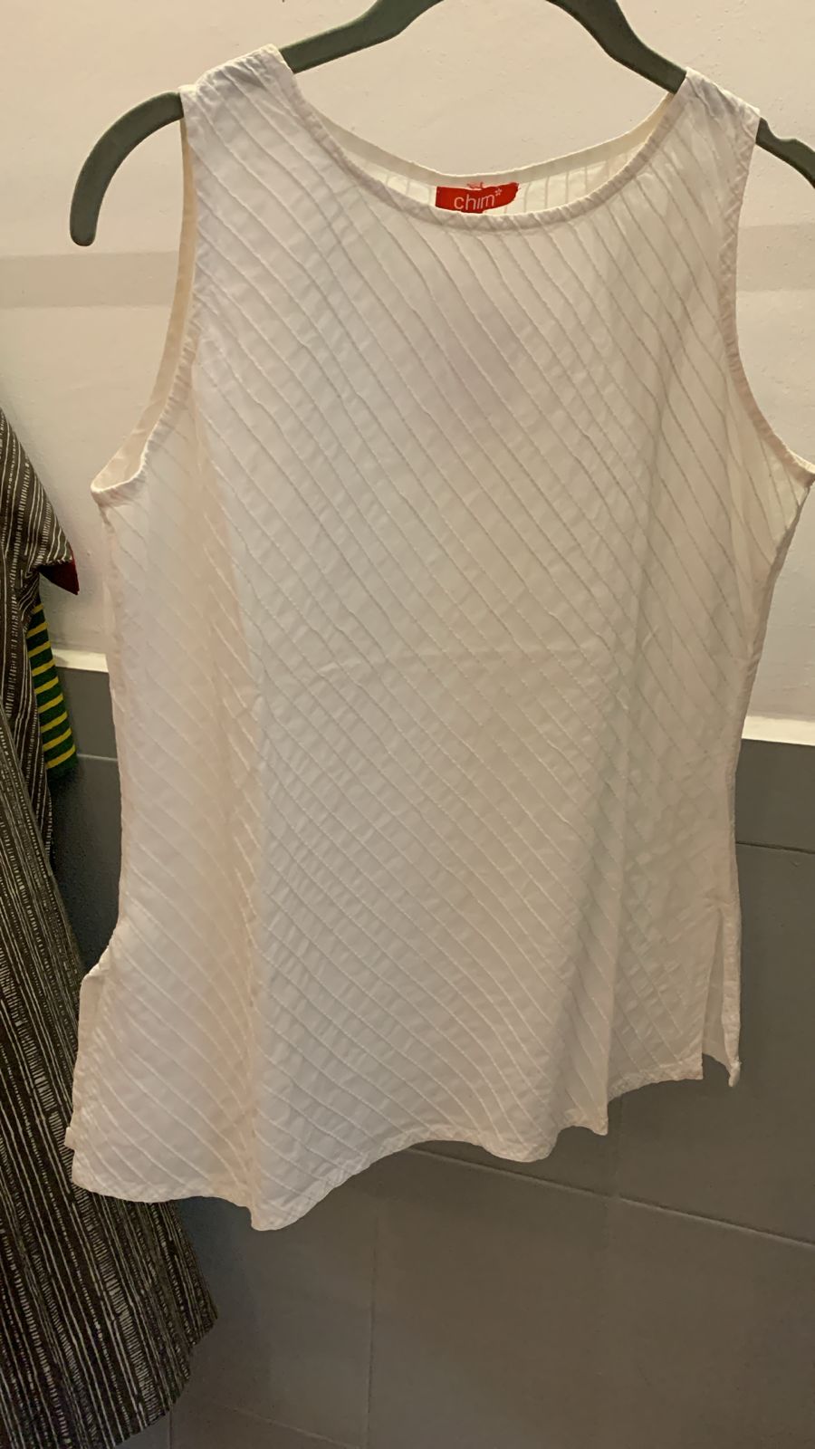 White Sleeveless Pintuck Top 833