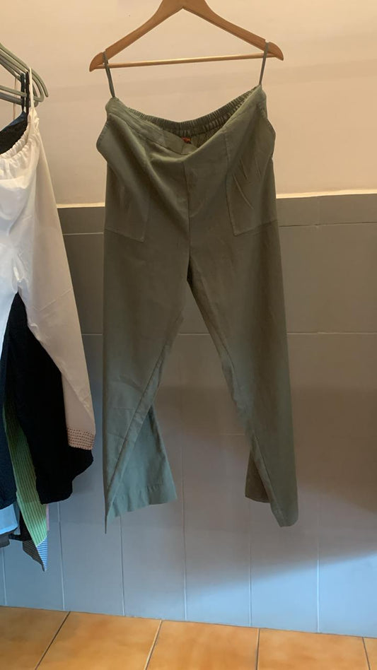 Unisex Cotton Linen Paints Olive Green 402