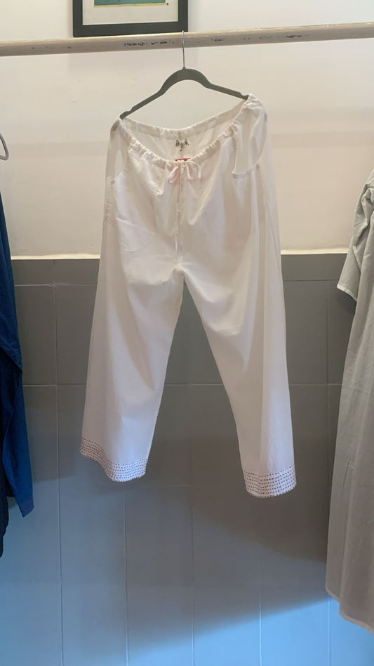 White & Maron Palazzo Pants 1109