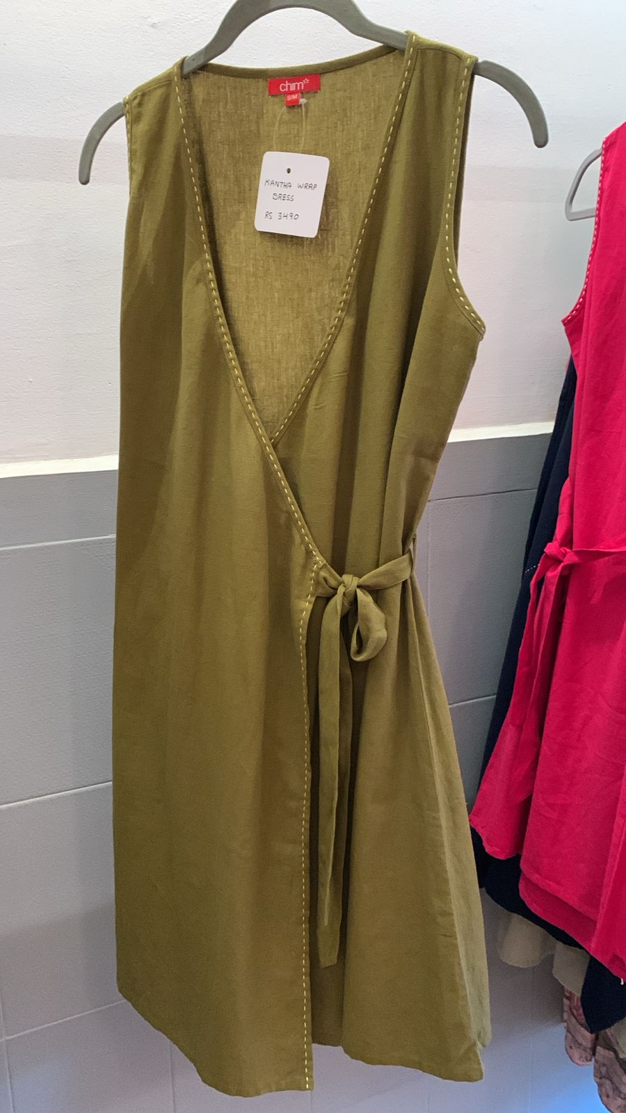 Olive Green Kantha Wrap Dress 1376