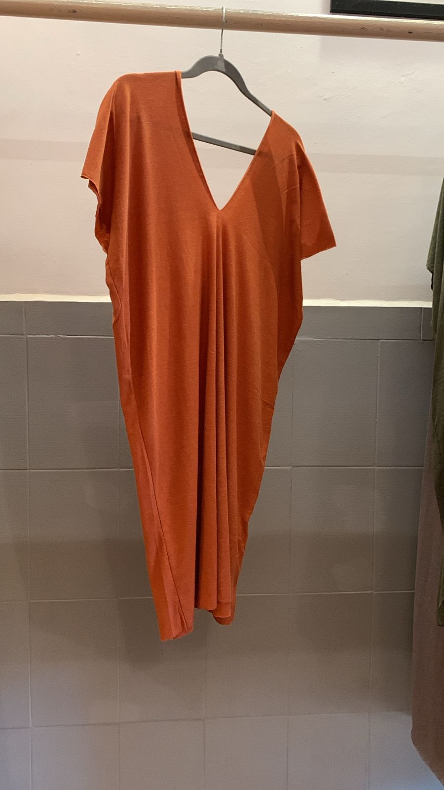 Orange V-Neck Dress 1393