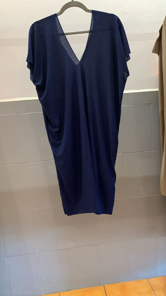 Navy Blue V-Neck Dress 1396