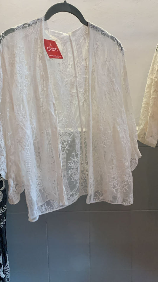 White Embroidery Shrug 614
