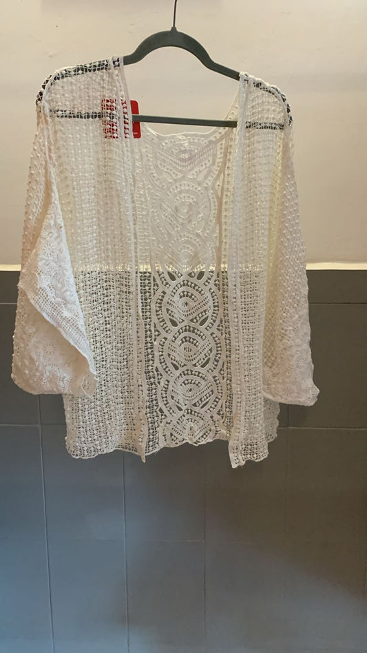 White Crochet Shrug 617
