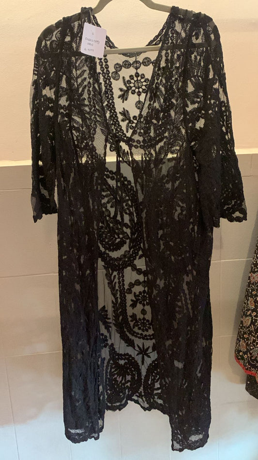 Black Long Embroidery Shrug 623